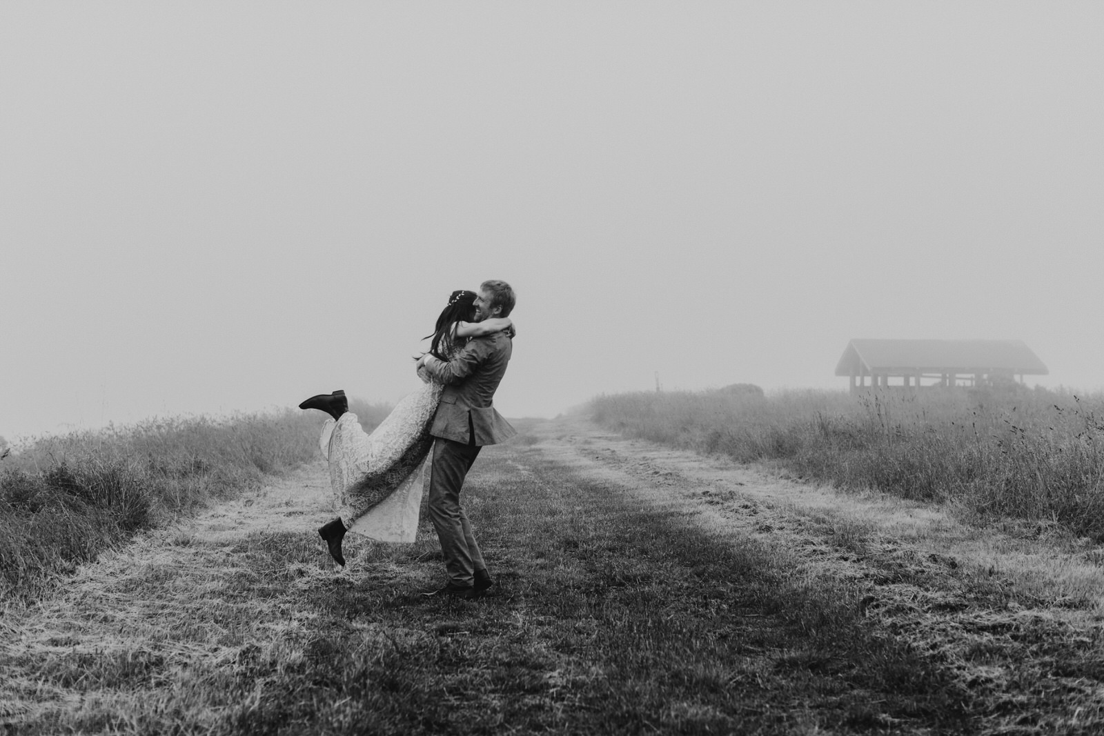 Dancing Elopement Couple in Big Sur meadow