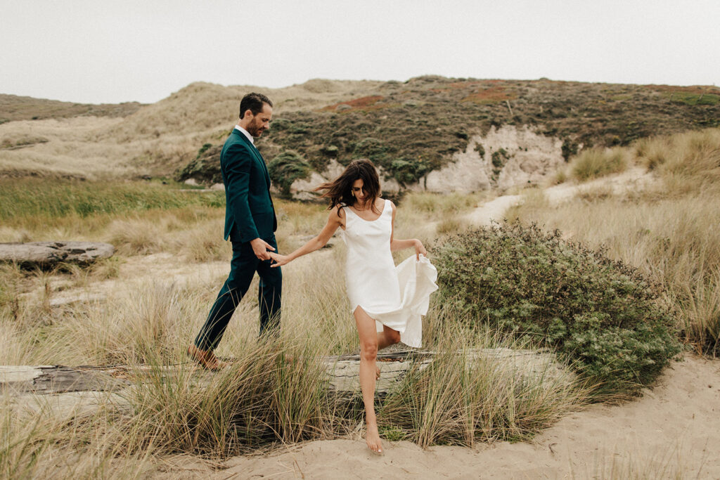 Couple in Point Reyes after intimate wedding
