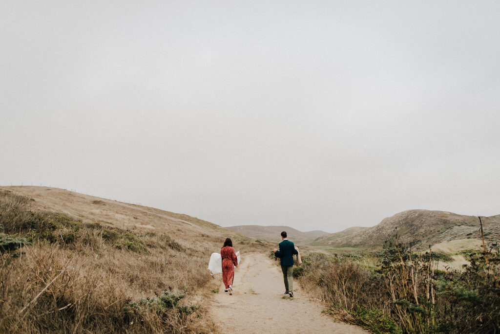 Walk to the ceremony in Point Reyes 