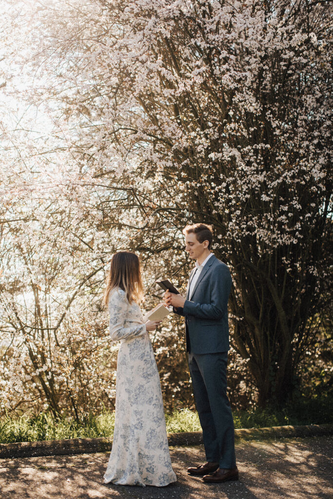 Personal vows under a cherry tree and City Hall's grandeur defined Catie and Nick's day.