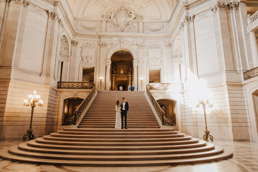 Catie and Nick chose a San Francisco City Hall elopement, captivated by its unique architecture and history.