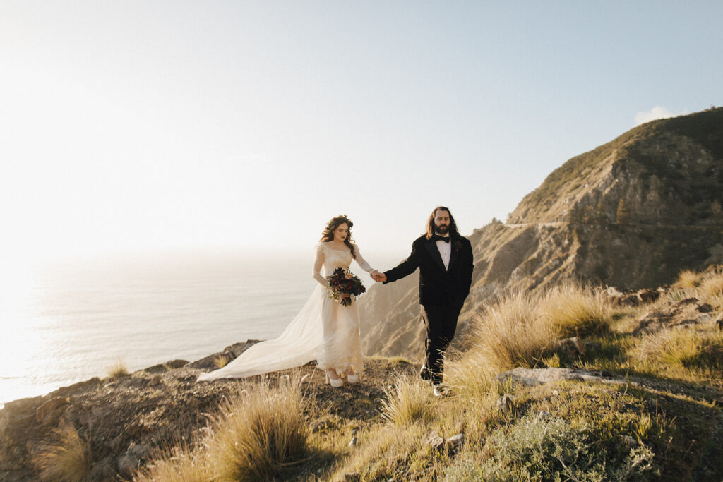 California cliffside wedding portraits at Post Ranch Inn