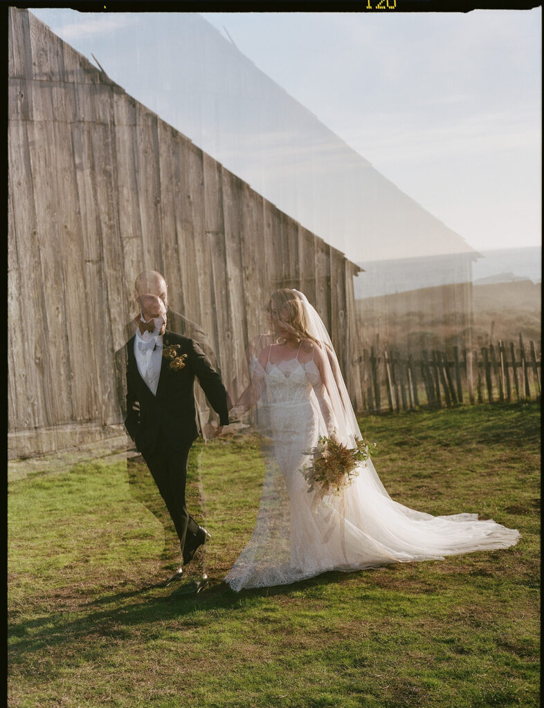 Bride and groom photos on film